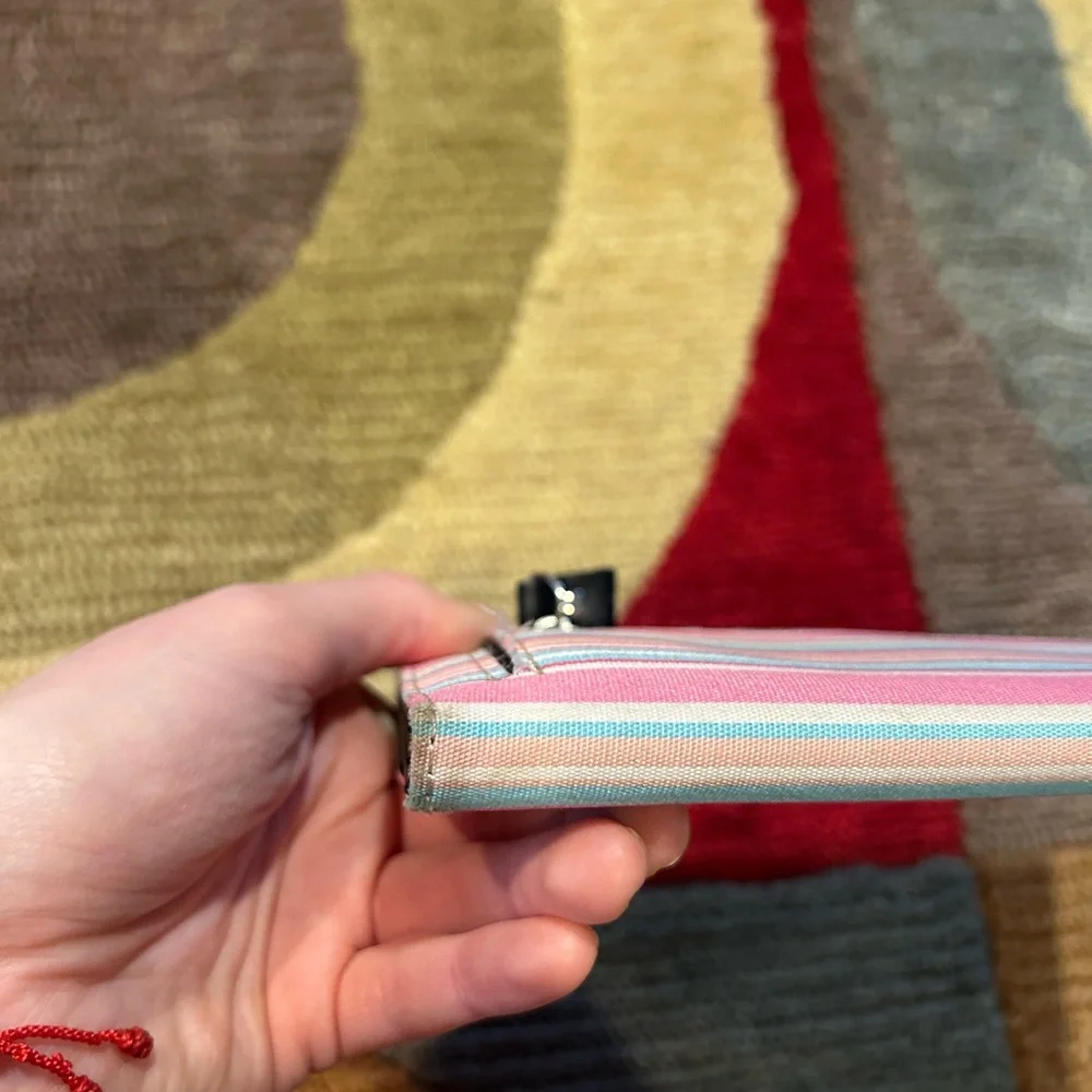 Kate Spade New York Vintage Retro Y2K Stripe Long Trifold Wallet Card Holder